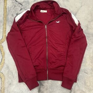 Maroon women’s track hollister fitted jacket size L